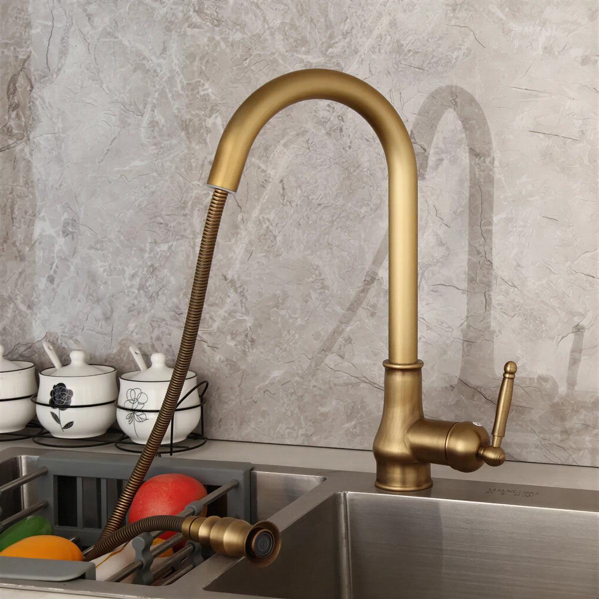 Antique Kitchen Faucet with Swivel Spout for Sink Use