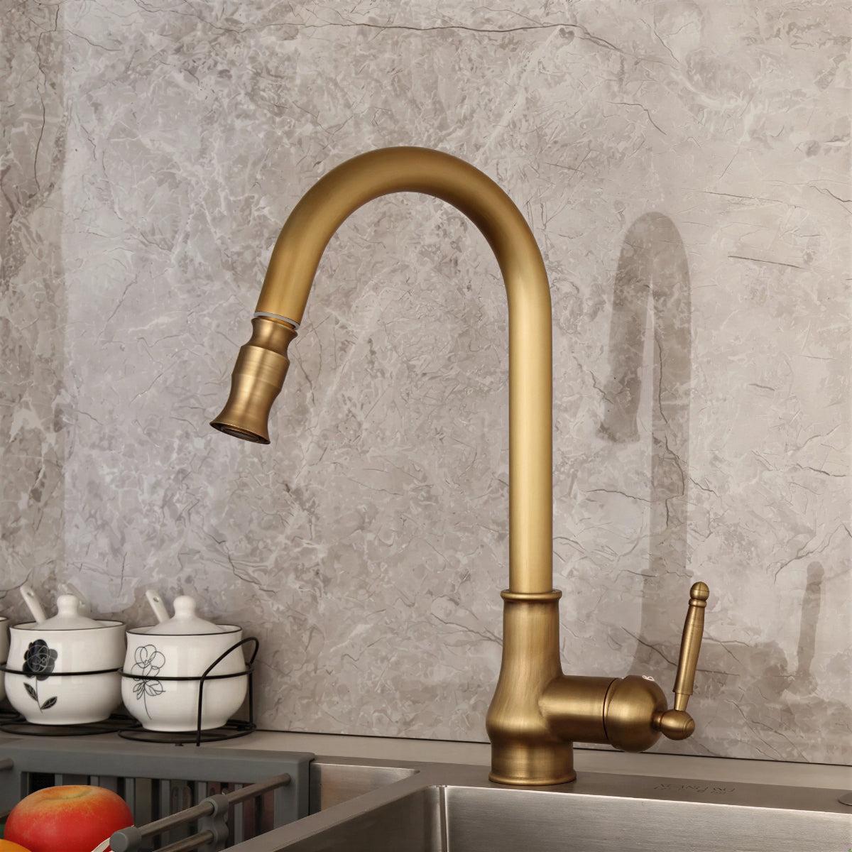 Antique Kitchen Faucet with Swivel Spout for Sink Use