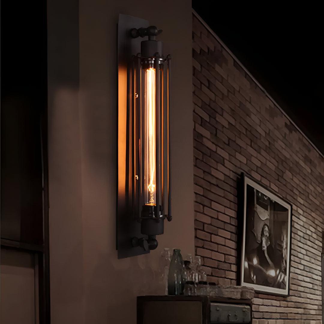 Antique Vintage Wall Sconce Light With Exposed Bulb Cage Design