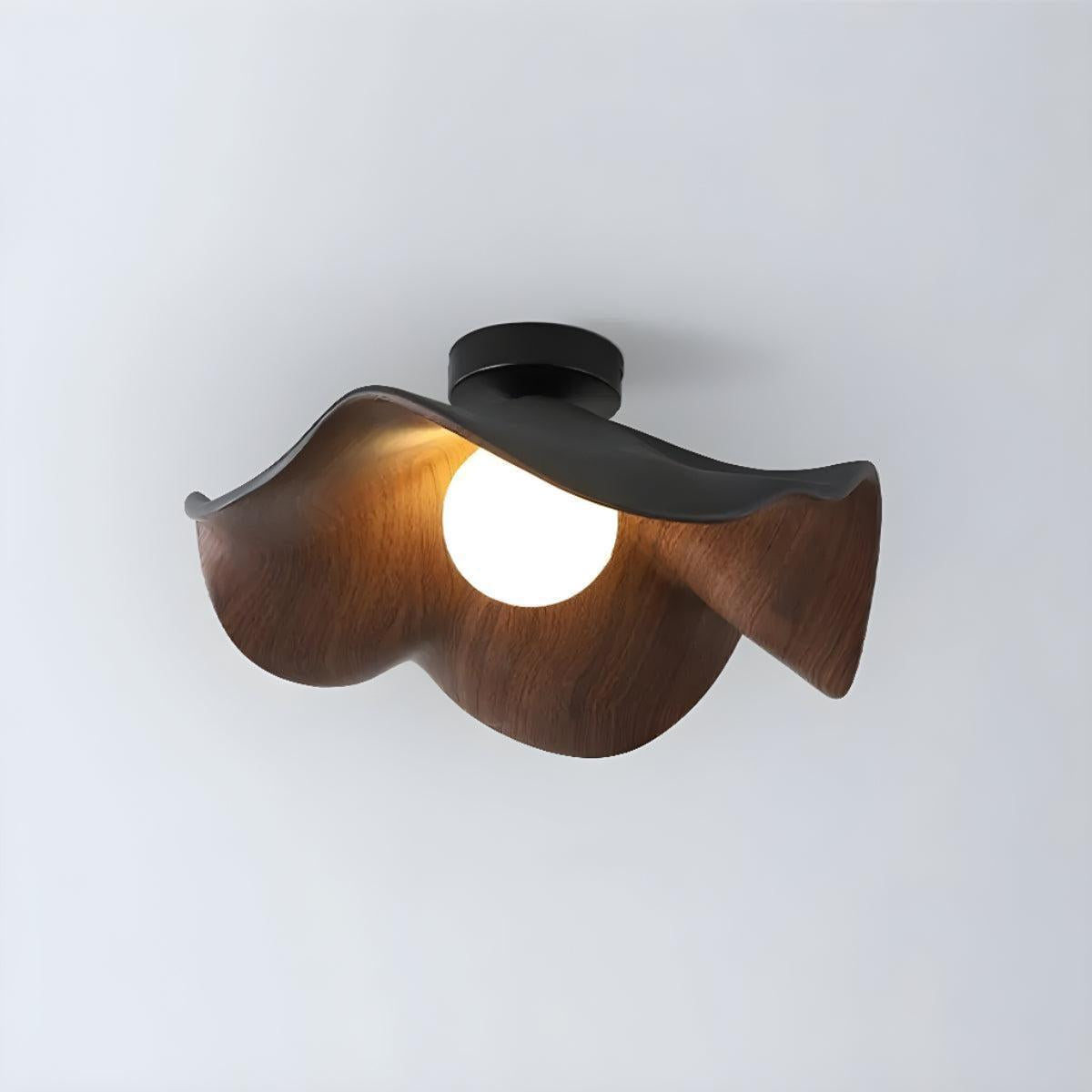 Ceiling Light Fixture With Wooden Mid Century Curved Design