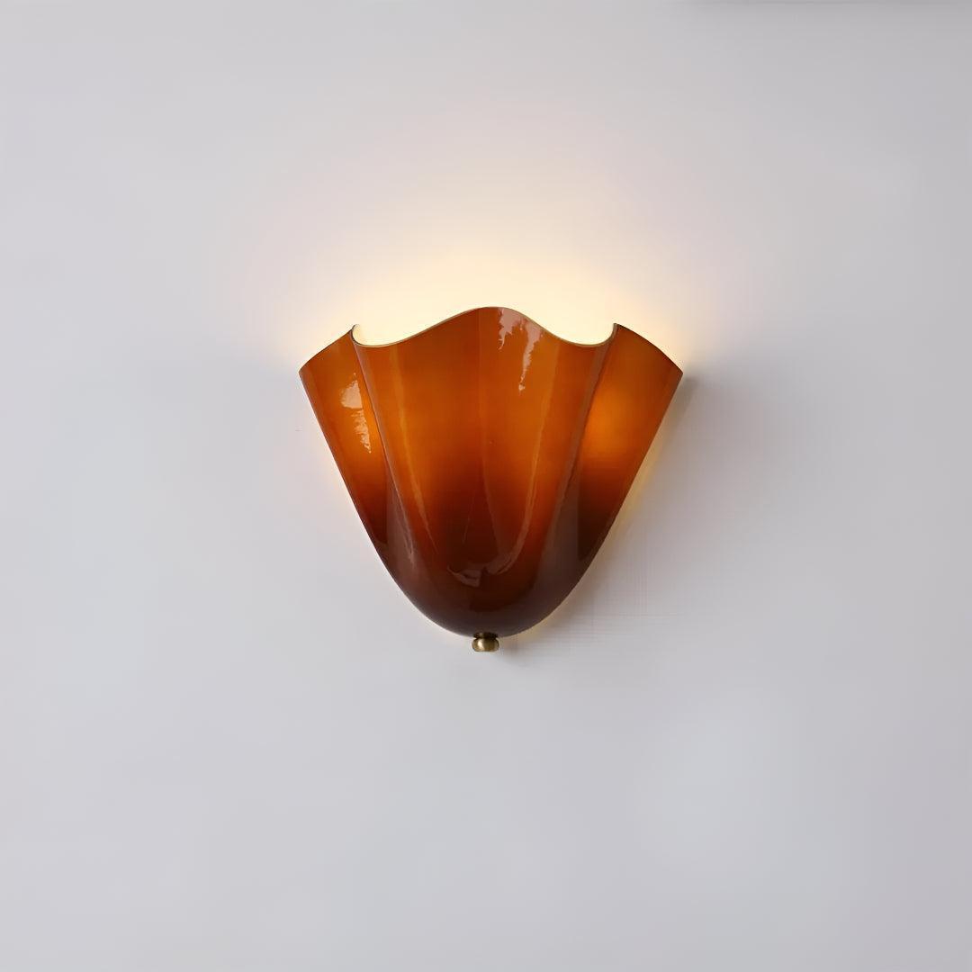 Classic Wall Sconce Light for Living Room with Curved Petal Glass Shade