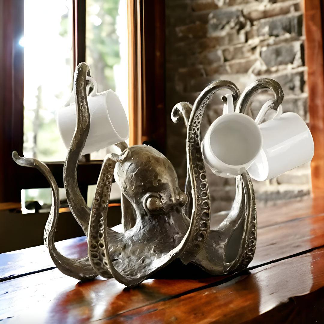 Coffee Mug Holder Stand With Rustic Octopus Design