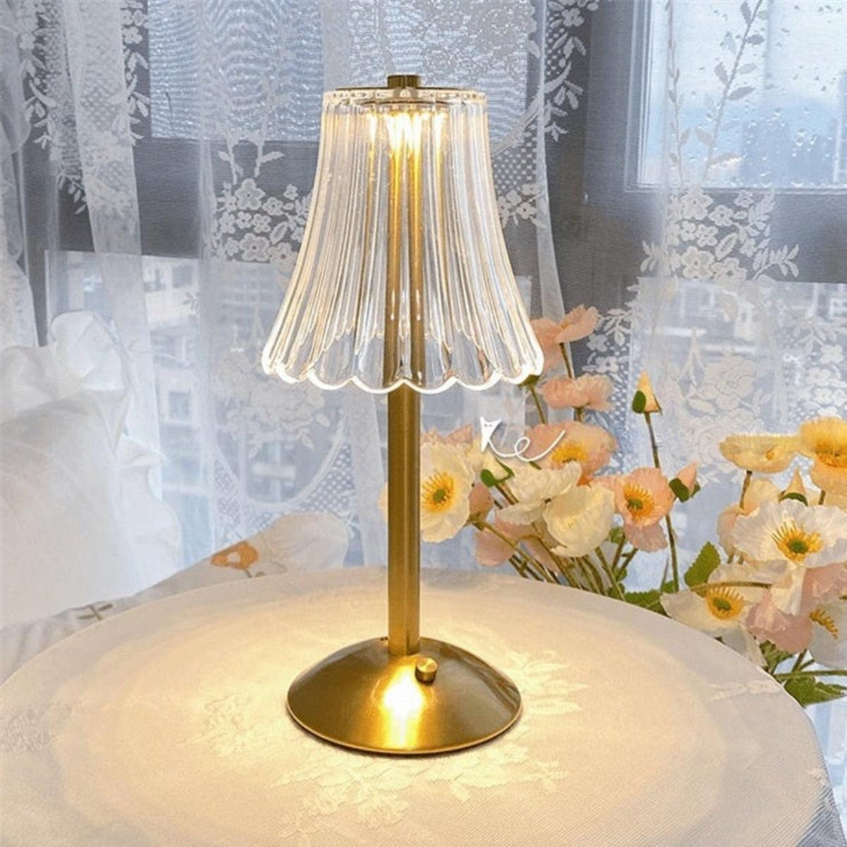 Cordless Table Lamp With Crystal Shade for Home Decor