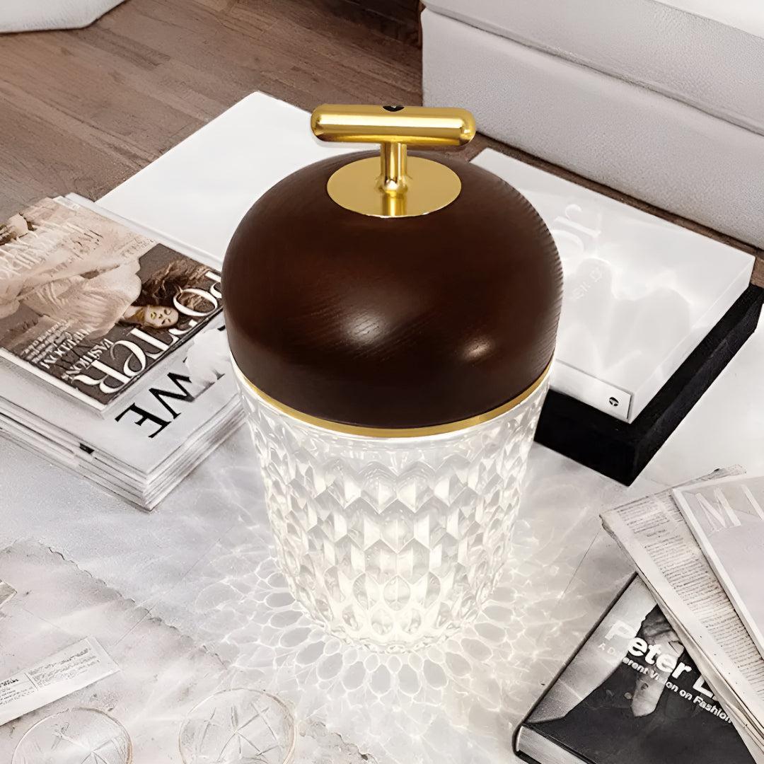Cordless Table Lamp for Bedroom with Crystal Shade