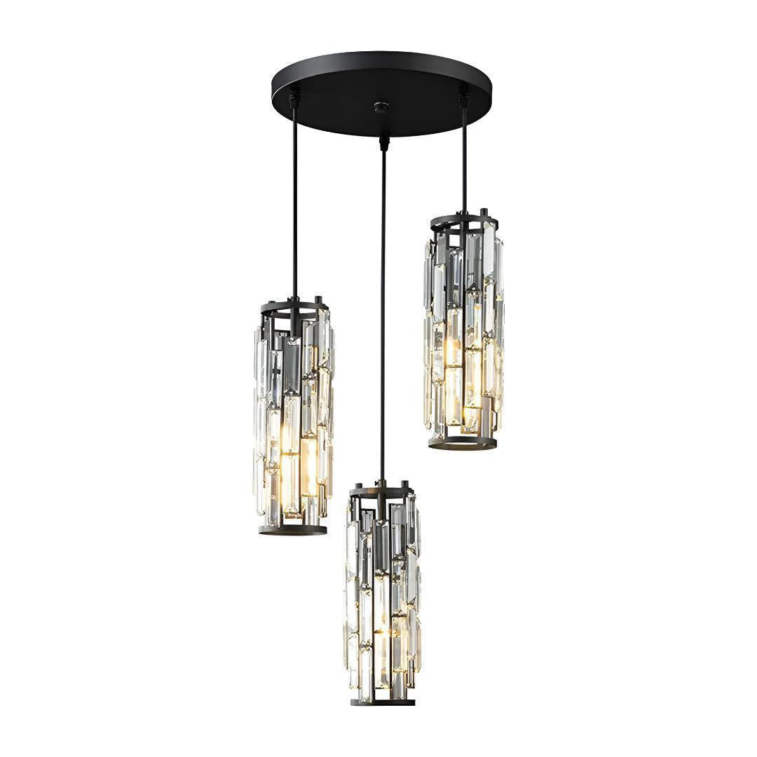 Crystal Glass Pendant Chandelier Light With Cage Design