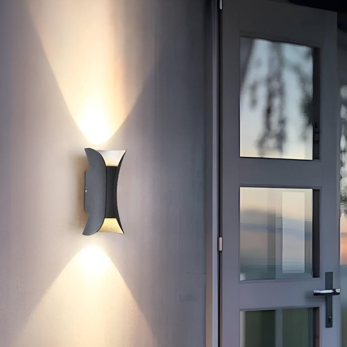 Curved Outdoor Wall Light With Up and Down Fixture
