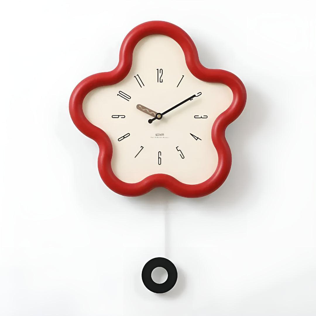 Decorative Flower Wall Clock With Silent Pendulum Design