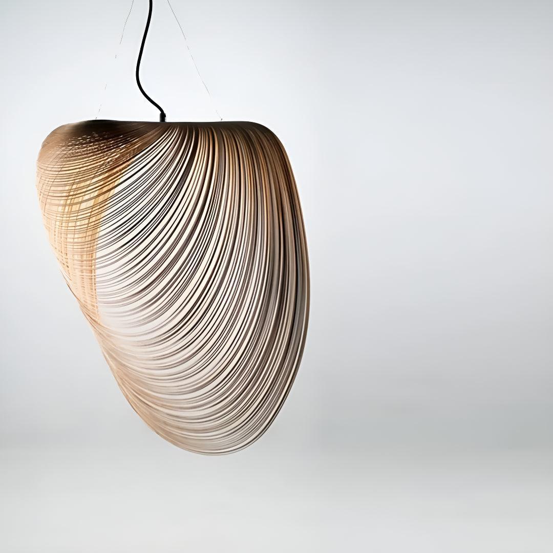 Flexible Laser Cut Plywood Pendant Light Fixture With Modern Shell Design