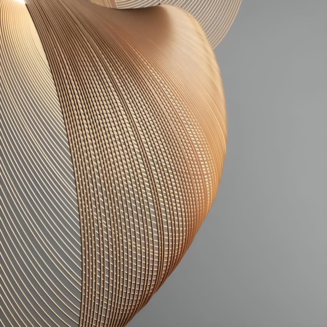Flexible Laser Cut Plywood Pendant Light Fixture With Modern Shell Design