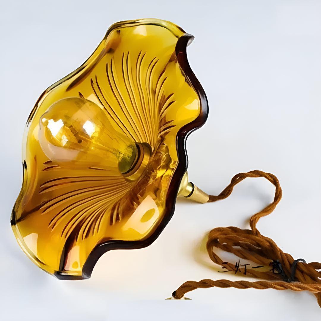 Floral Pendant Lighting Fixture With Flower Glass Shade Design