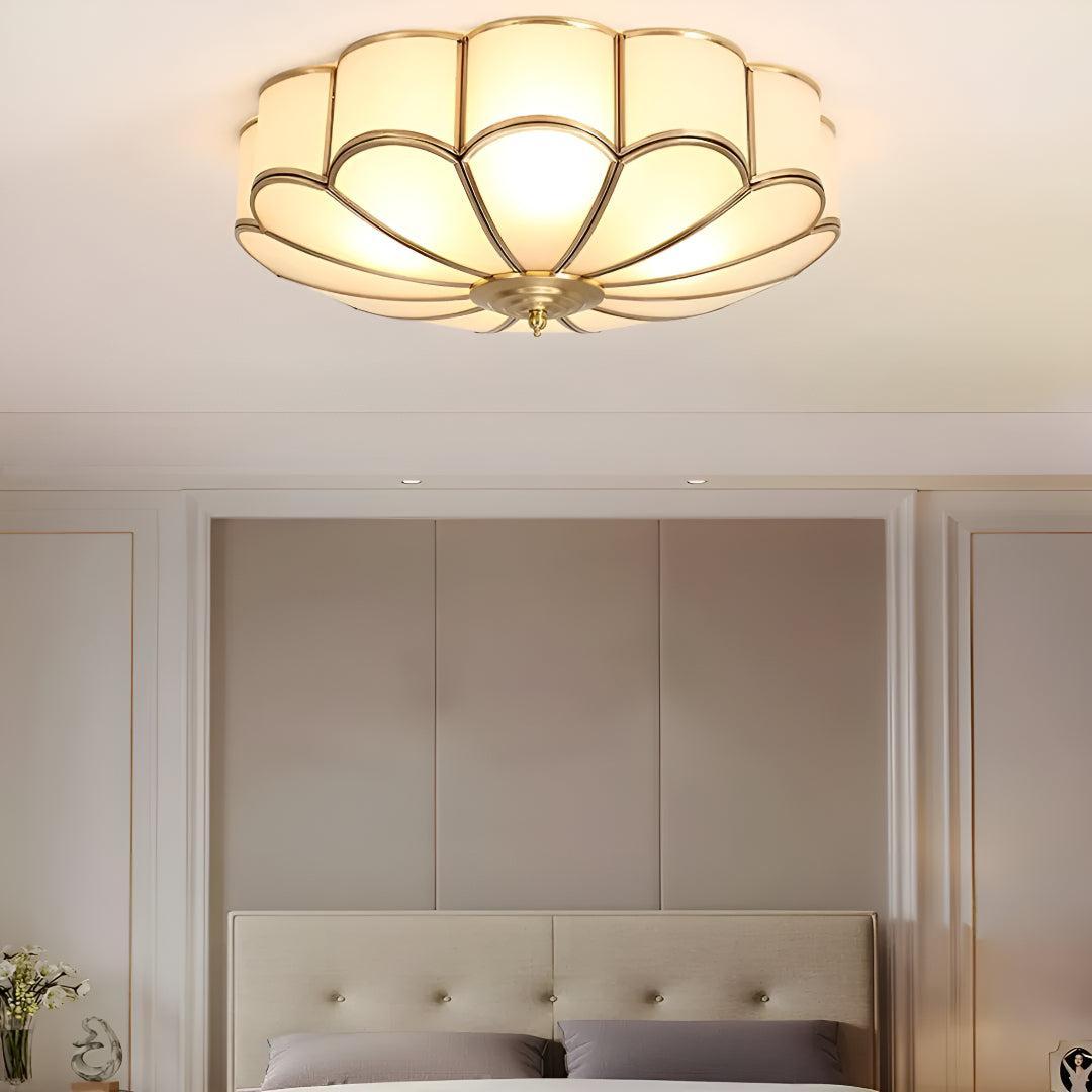 Flower Shaped Flush Mount Ceiling Light Fixture With Decorative Style