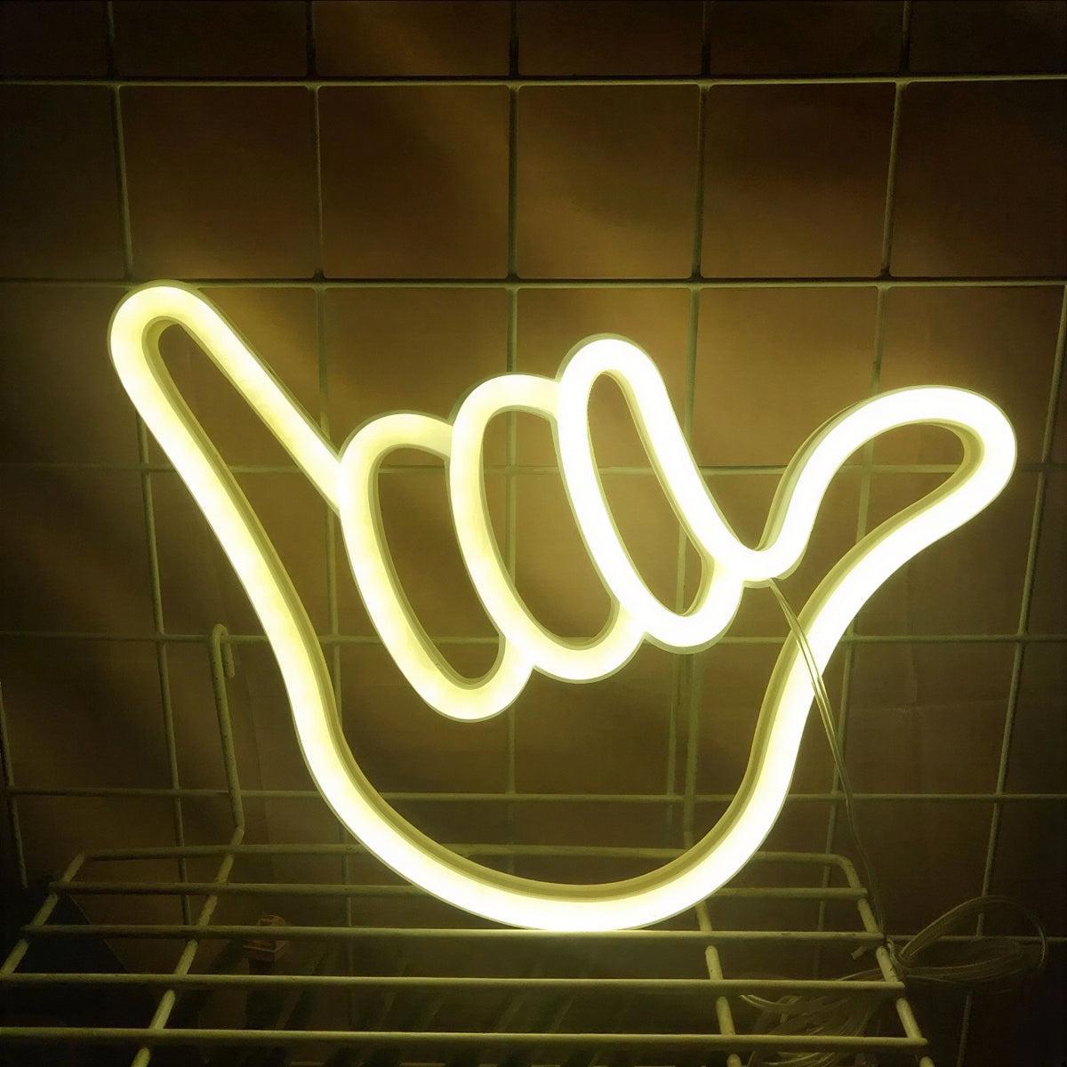 Hang Loose Shala Hand Neon Styled Sign for Wall
