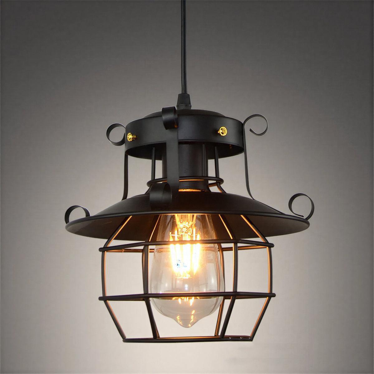 Industrial Vintage Pendant Light with Cage Design