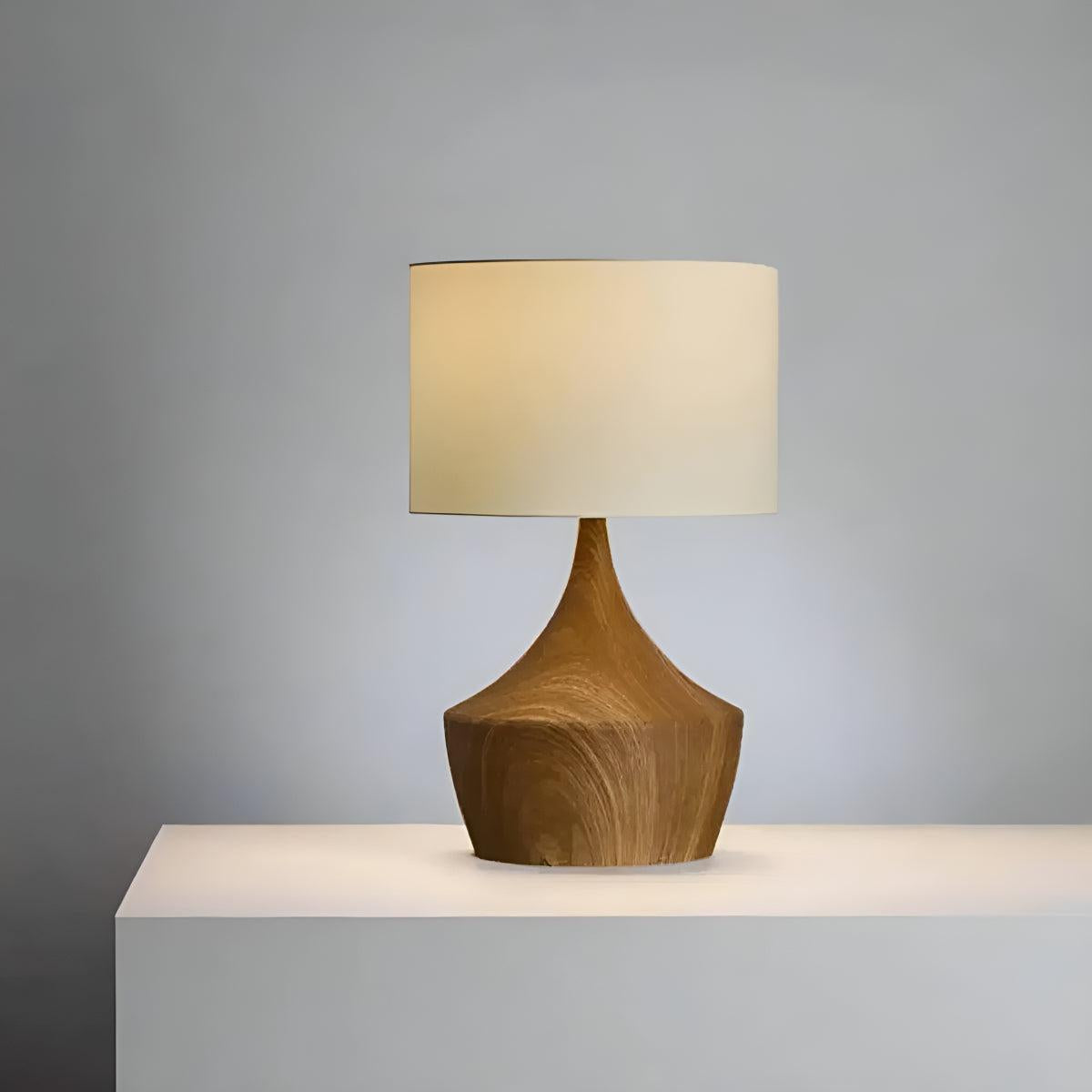 Japandi Wooden Modern Table Lamp With Linen Shade