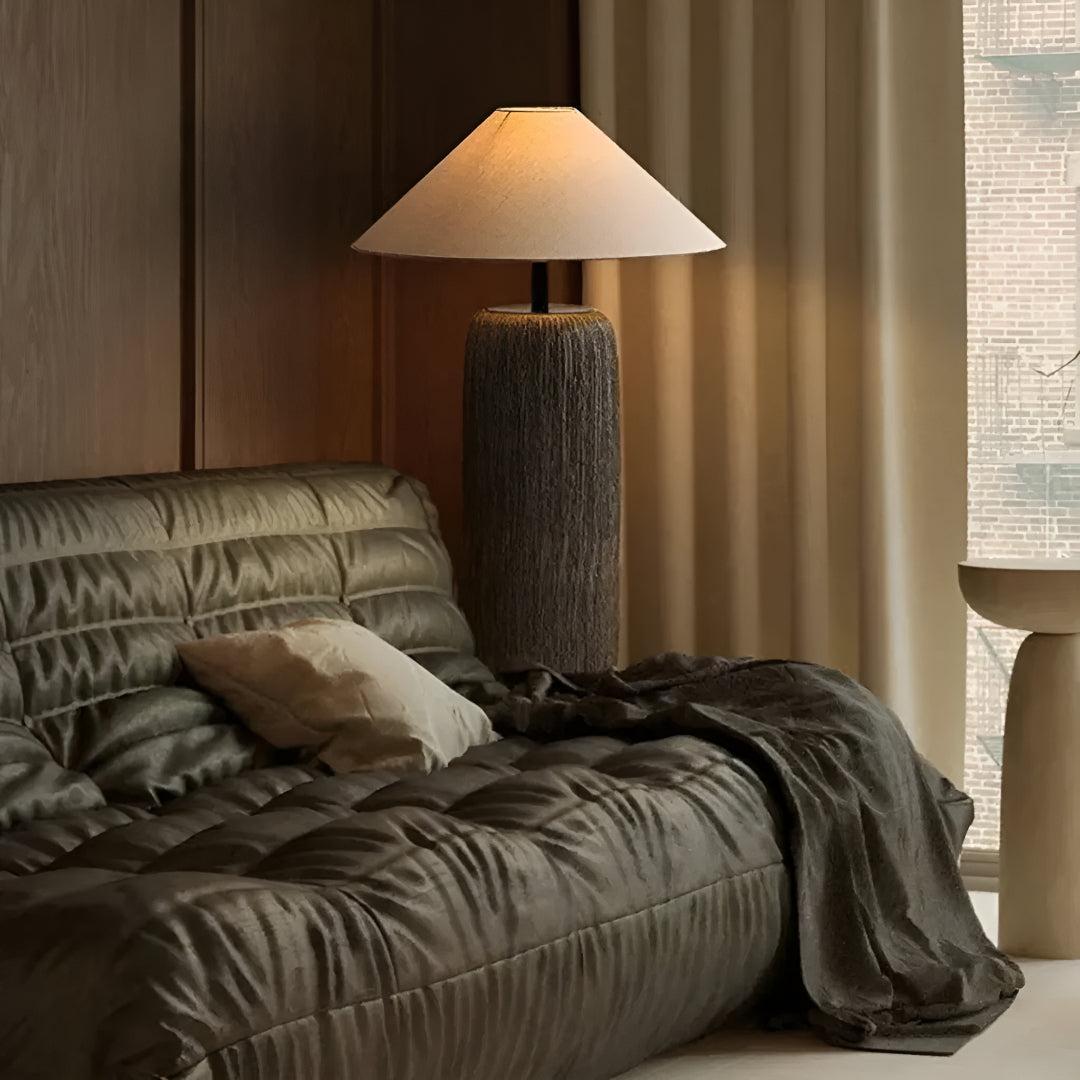 Japanese Living Room Floor Lamp With Ambient Light and Pottery Base