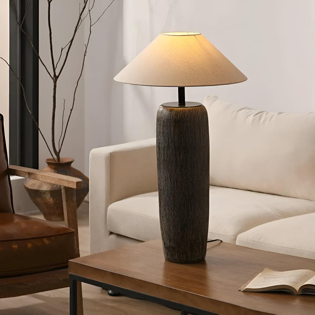 Japanese Living Room Floor Lamp With Ambient Light and Pottery Base