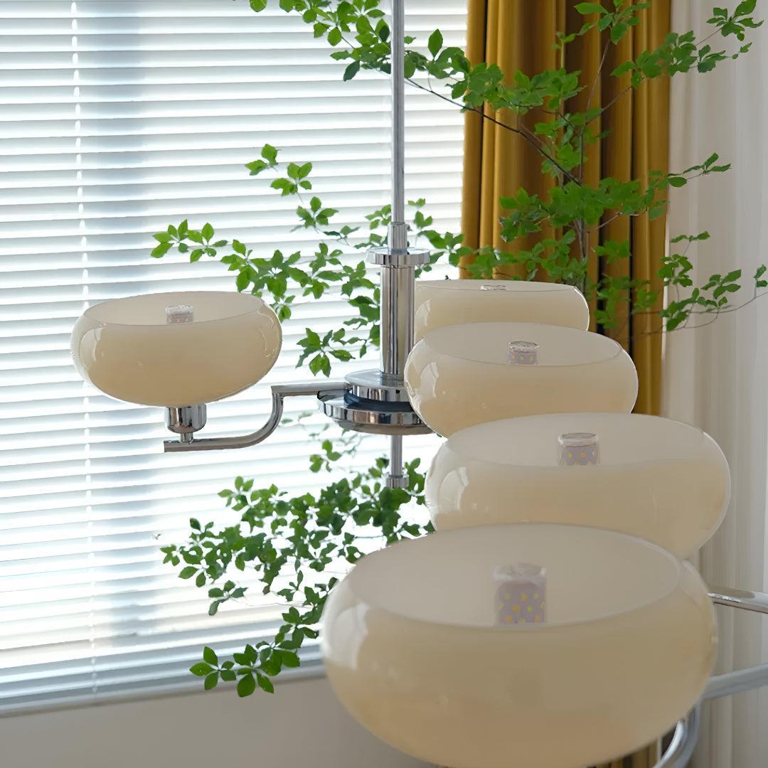 Mid Century Chandelier Light Fixture With Glass Shades