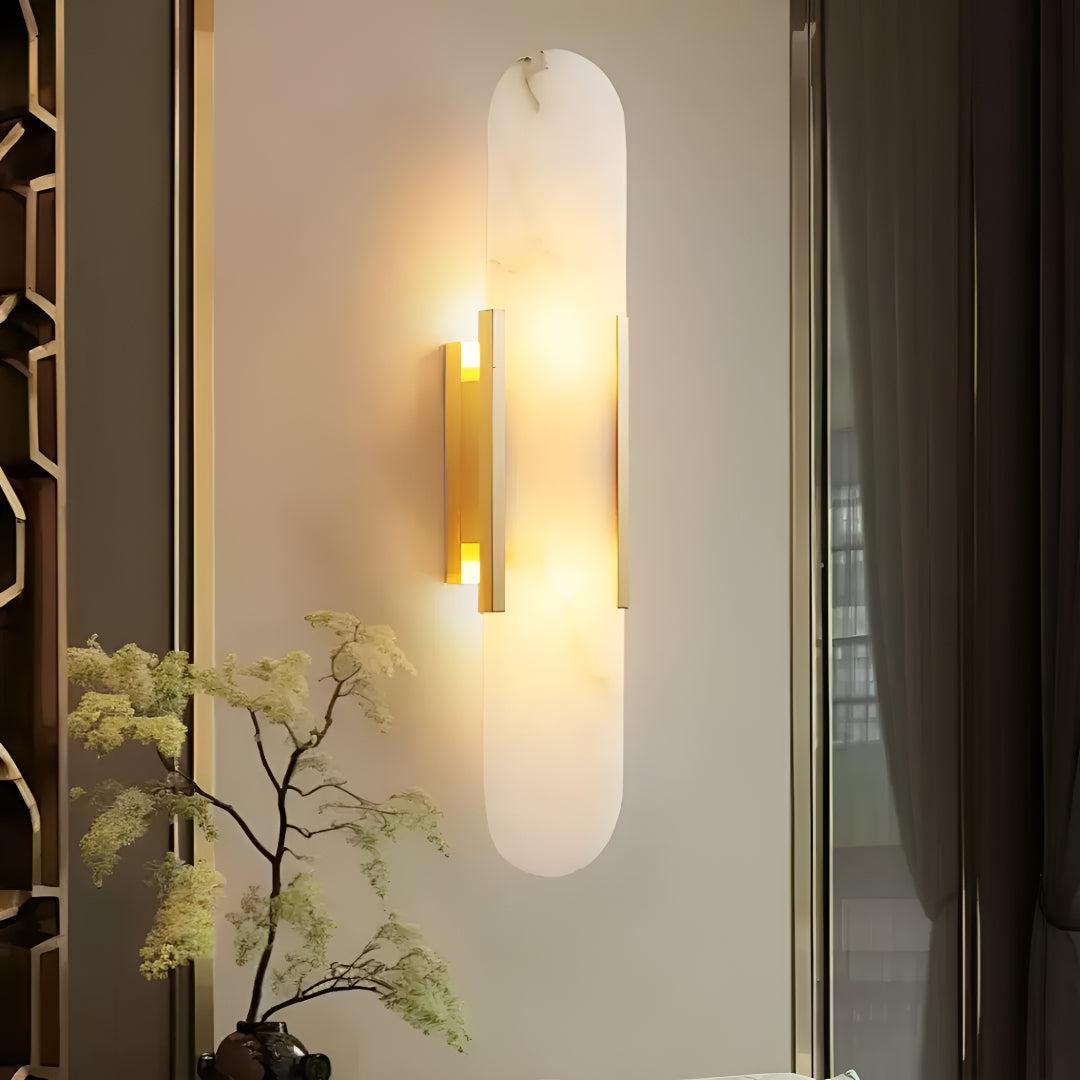 Modern Alabaster Wall Sconce Lighting Fixture With Elongated Design