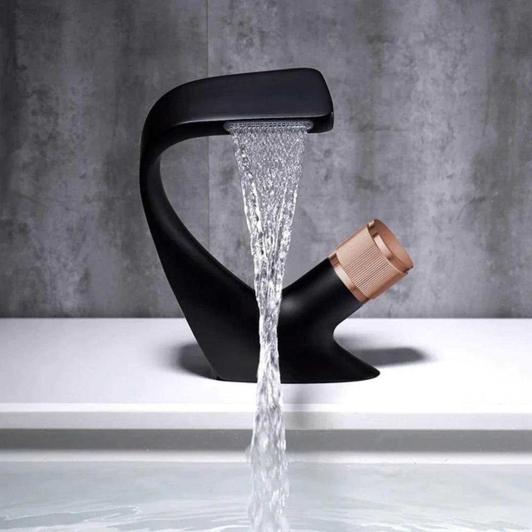 Modern Bathroom Waterfall Sink Faucet with Single Handle Mixer