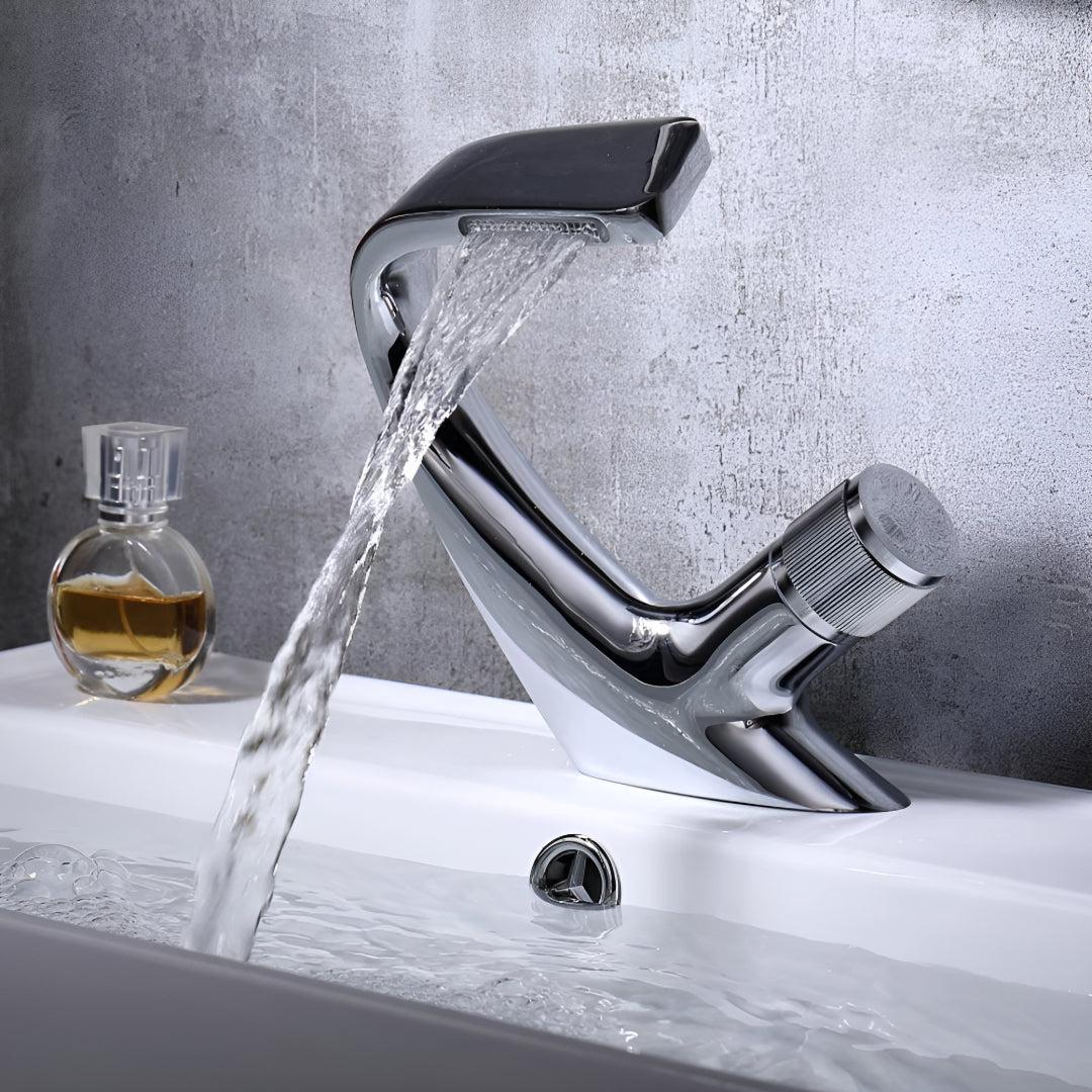 Modern Bathroom Waterfall Sink Faucet with Single Handle Mixer