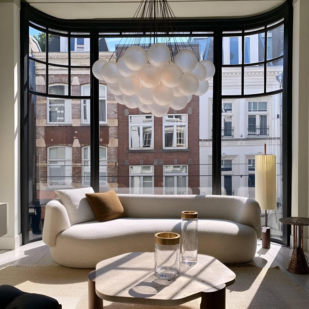 Modern Bubble Chandelier With Frosted Glass Orbs
