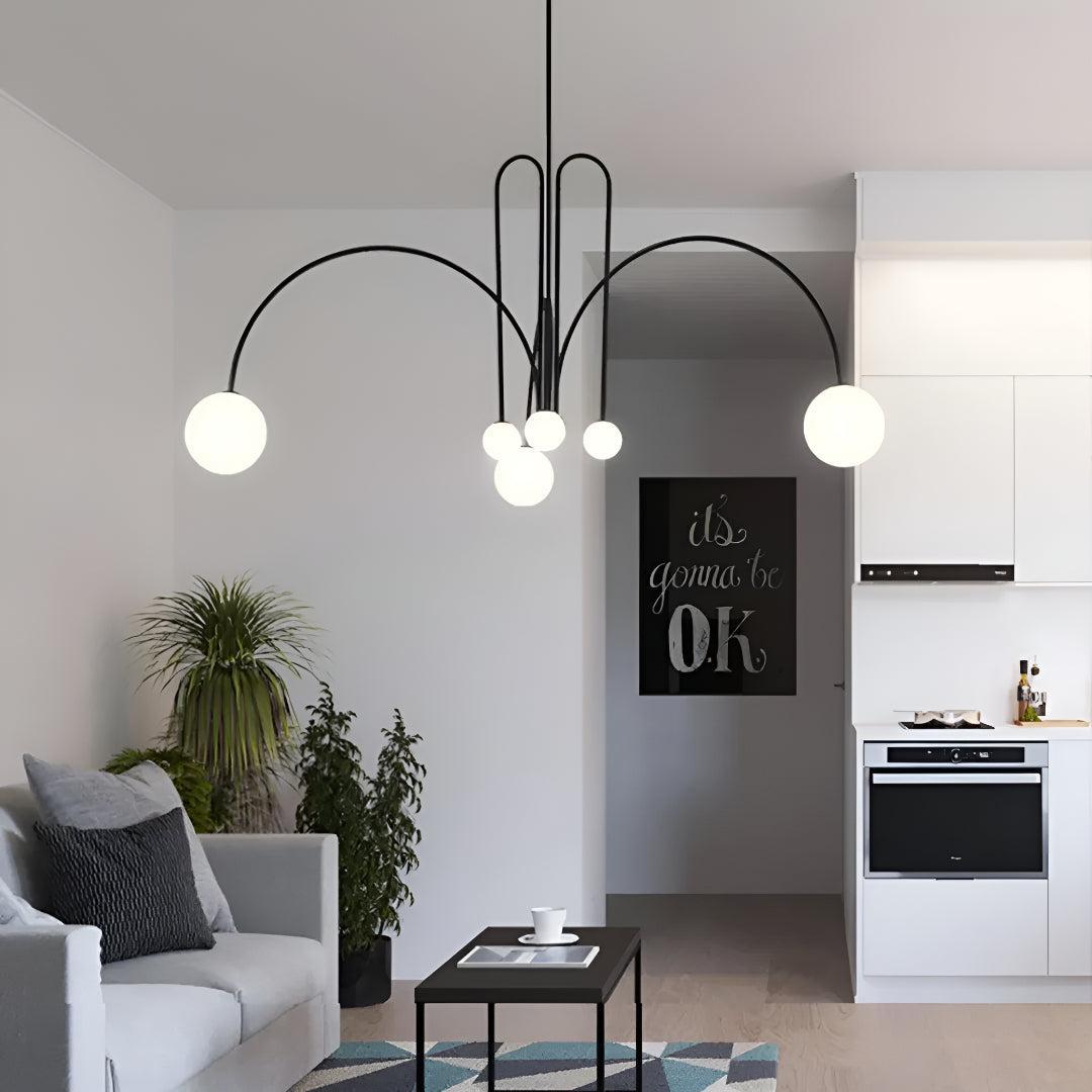 Modern Chandelier With Multi Arm Globe Lights