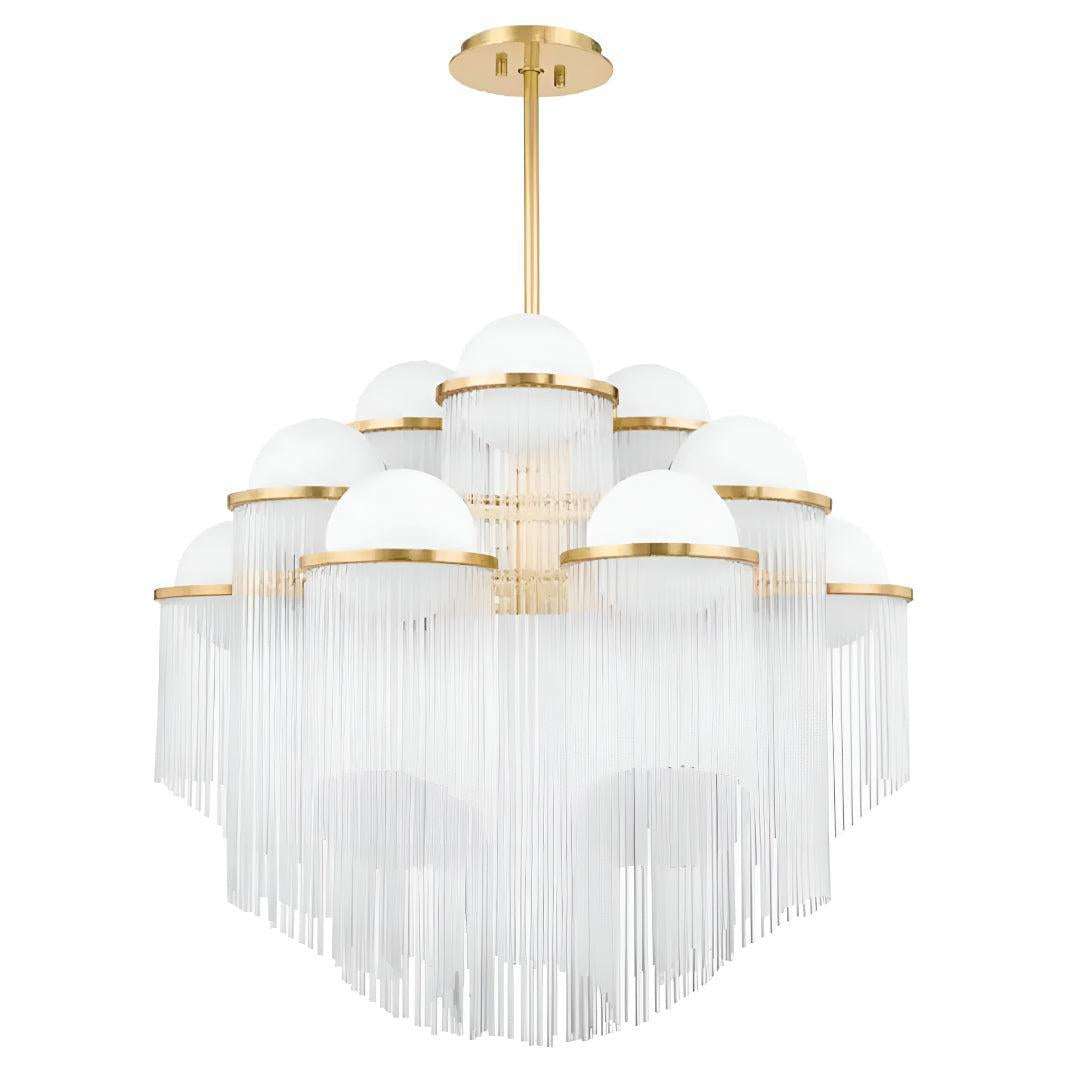 Modern Dining Room Chandelier With 12 Cascading Glass Rods