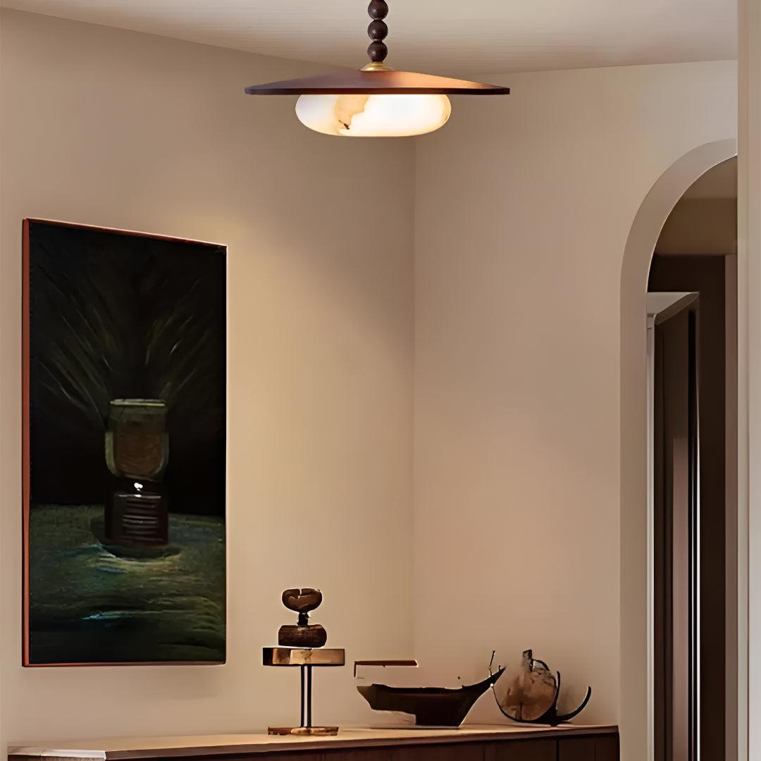 Modern Flat Marble Ceiling Light Fixture With Warm Glow