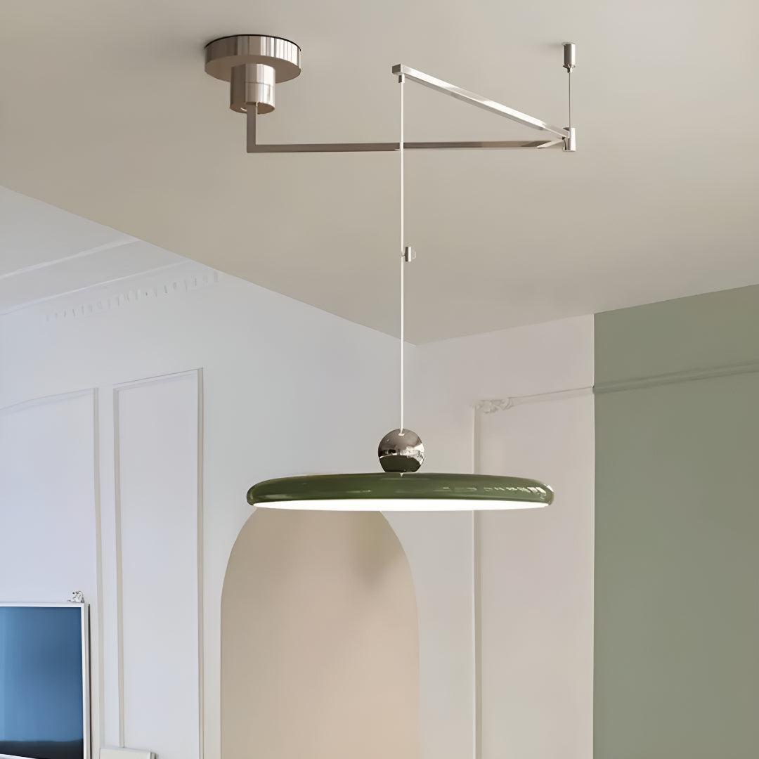 Modern Flat Pendant Light Fixture With Adjustable Arm Design