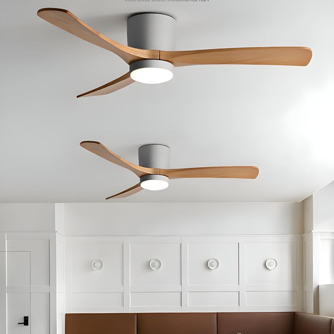 Modern Nordic Wooden Ceiling Fan Light With Remote