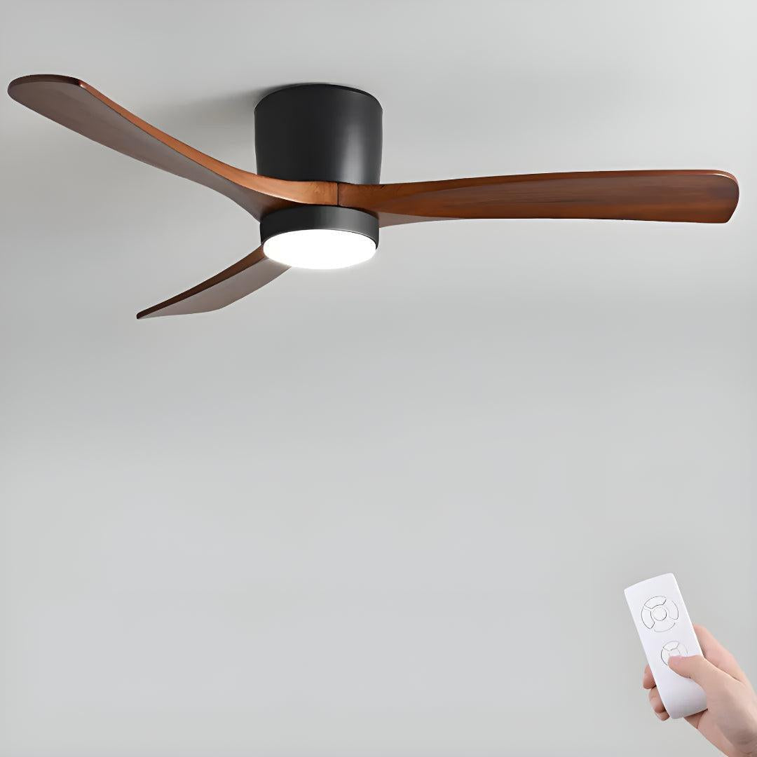 Modern Nordic Wooden Ceiling Fan Light With Remote