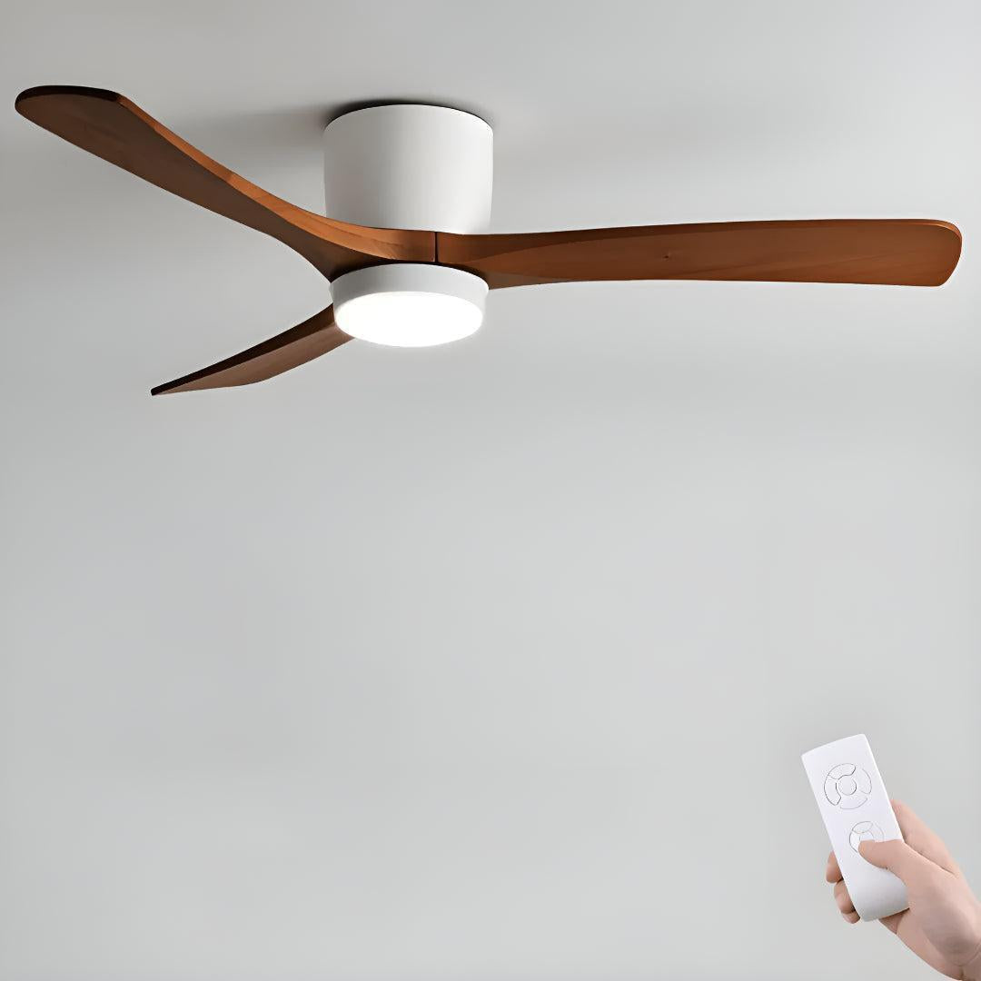 Modern Nordic Wooden Ceiling Fan Light With Remote