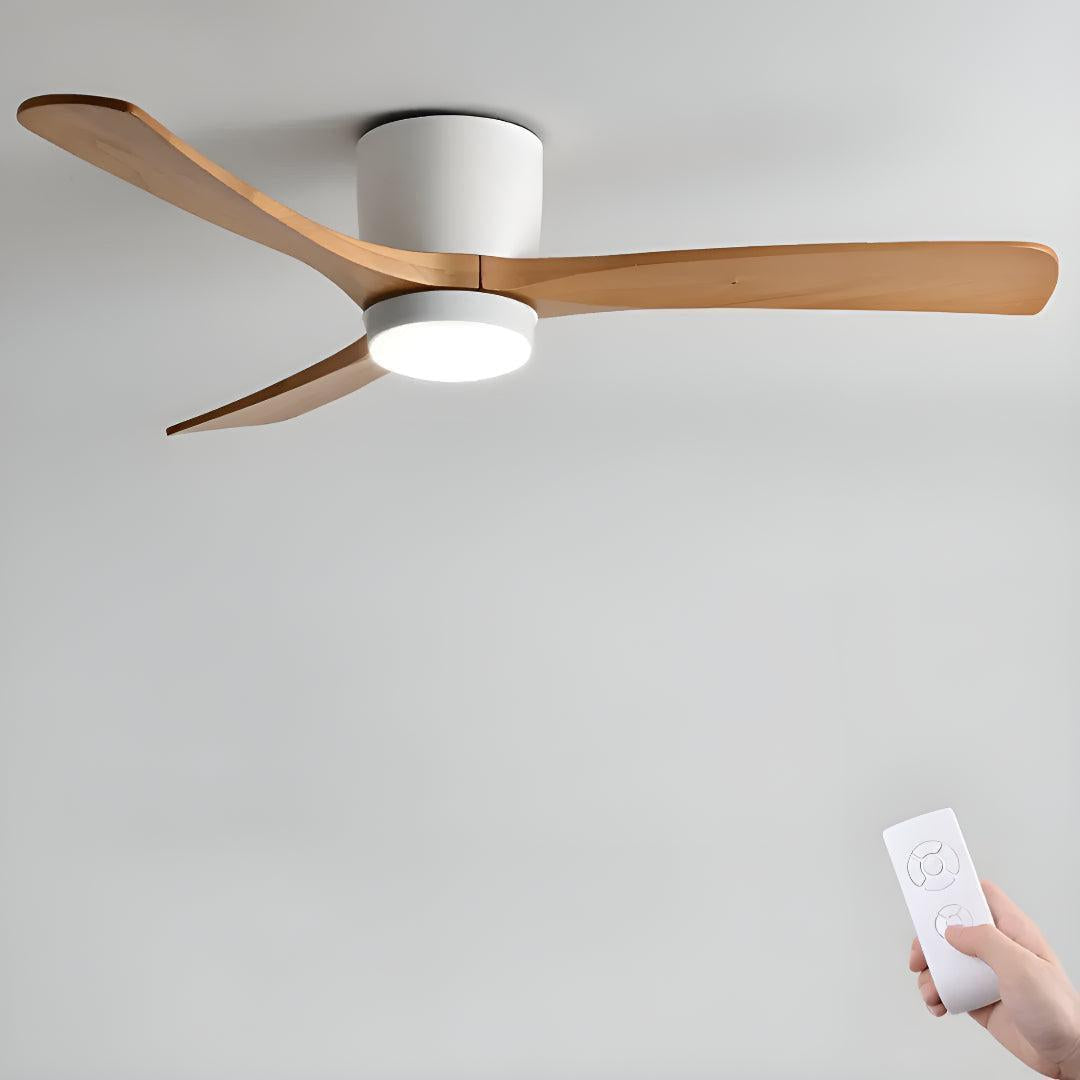 Modern Nordic Wooden Ceiling Fan Light With Remote