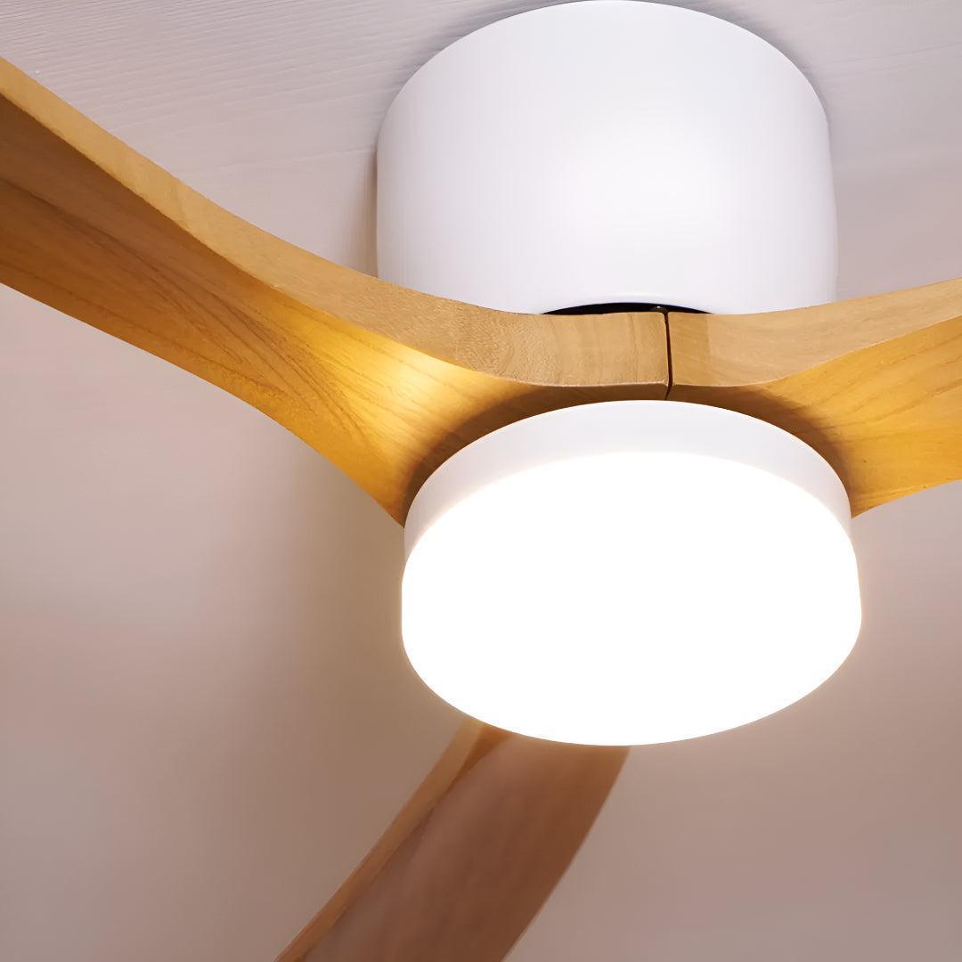 Modern Nordic Wooden Ceiling Fan Light With Remote