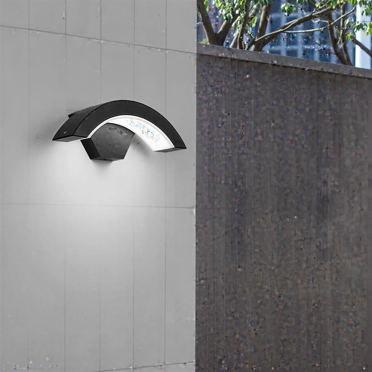 Modern Outdoor Curved Wall Light for Porch, Patio or Garden