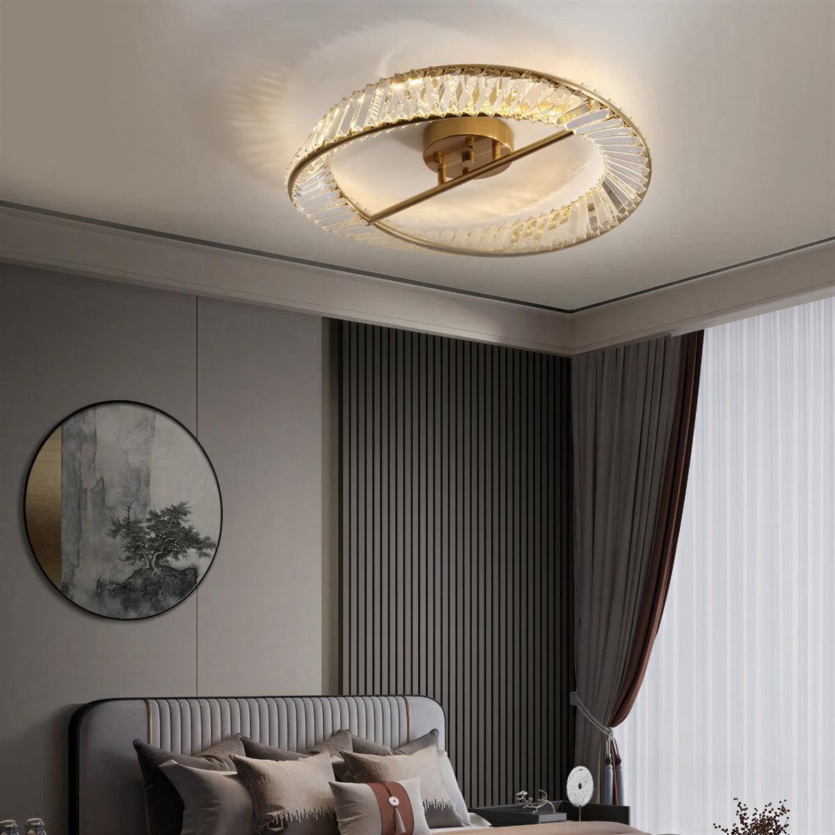 Modern Round Crystal Ceiling Light for Bedroom and Living Room