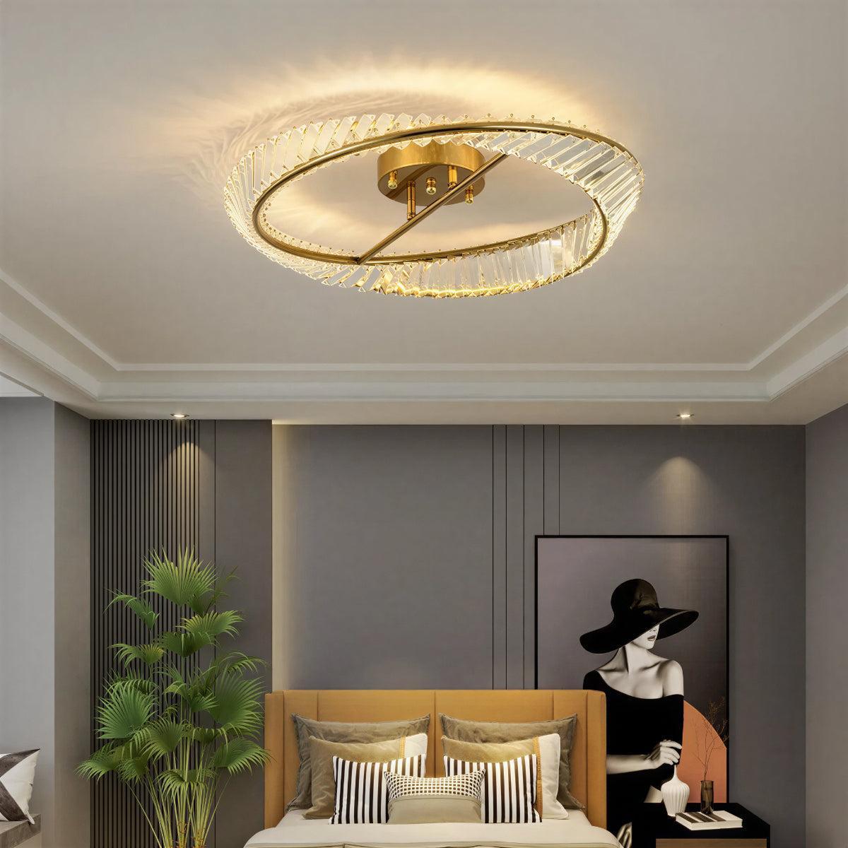 Modern Round Crystal Ceiling Light for Bedroom and Living Room