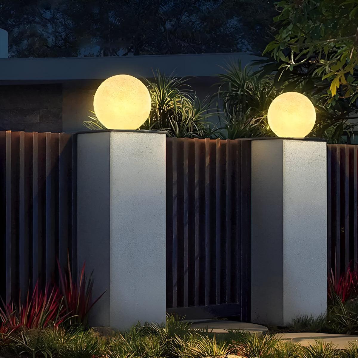 Modern Round Moon Globe Outdoor Light for Fence Posts