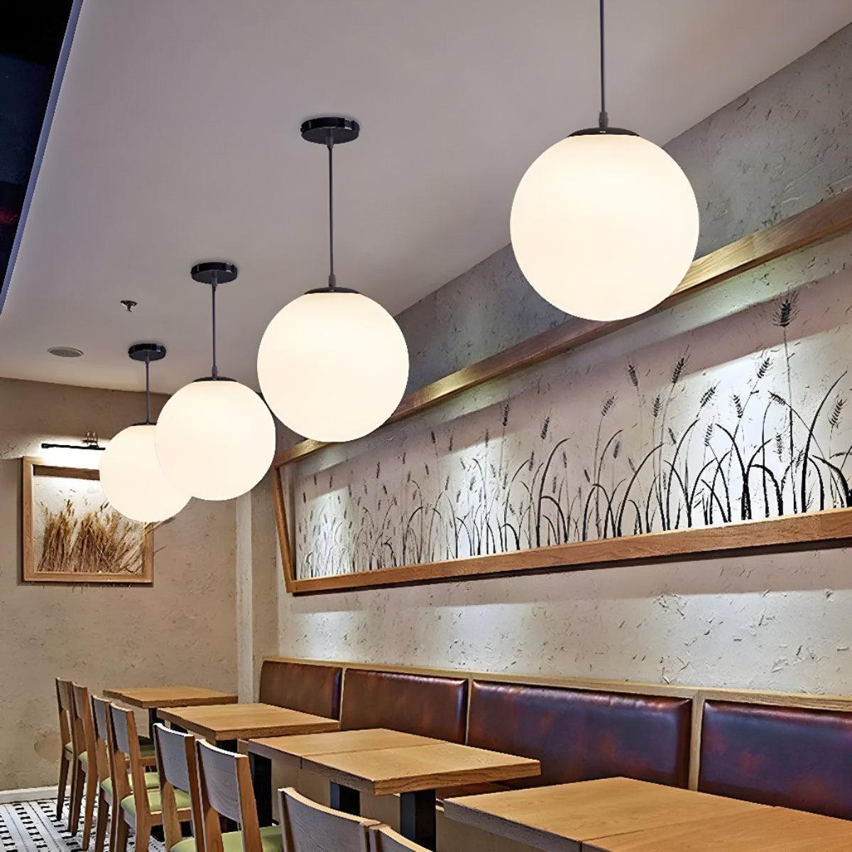 Modern Simple Glass Globe Pendant Light for Restaurants