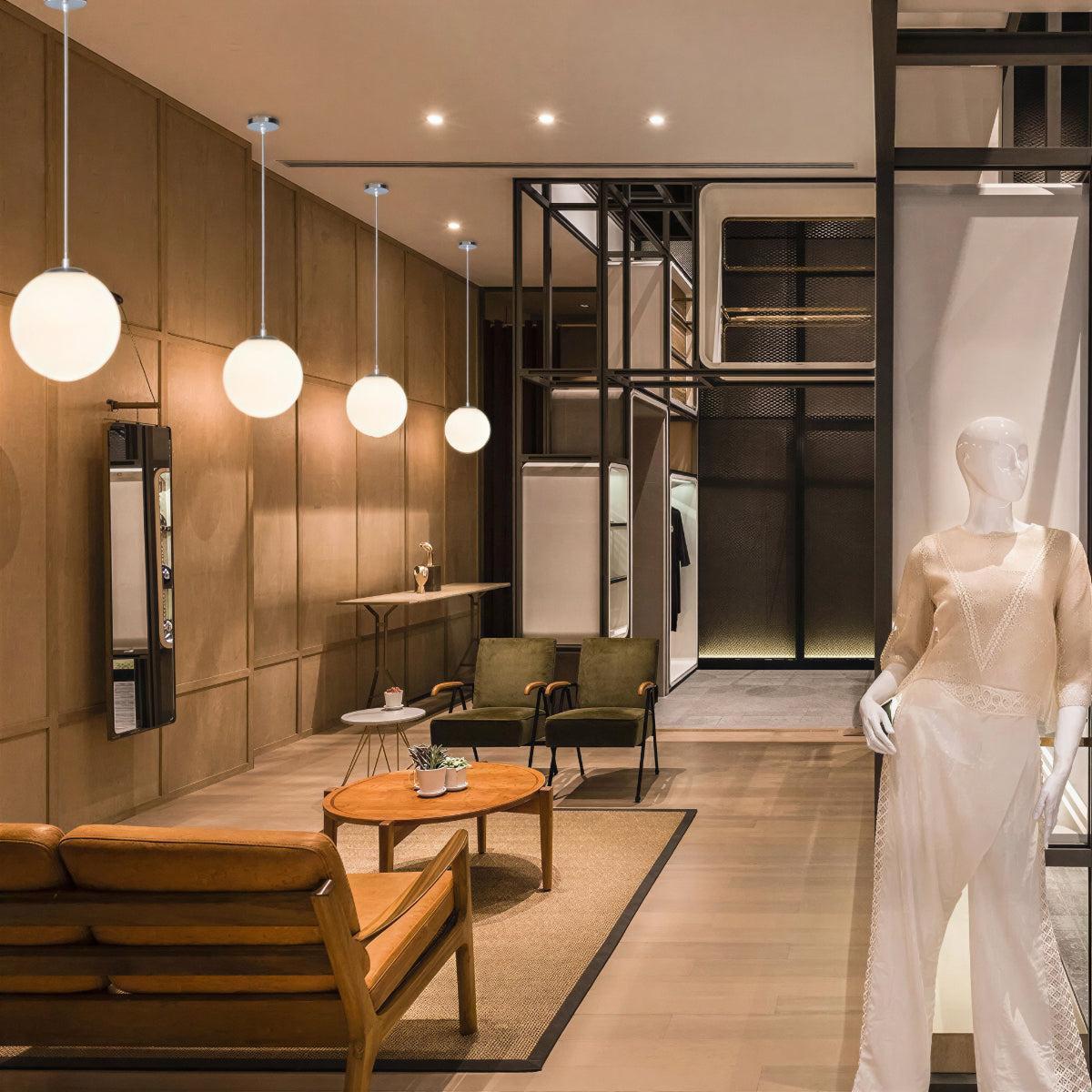 Modern Simple Glass Globe Pendant Light for Restaurants