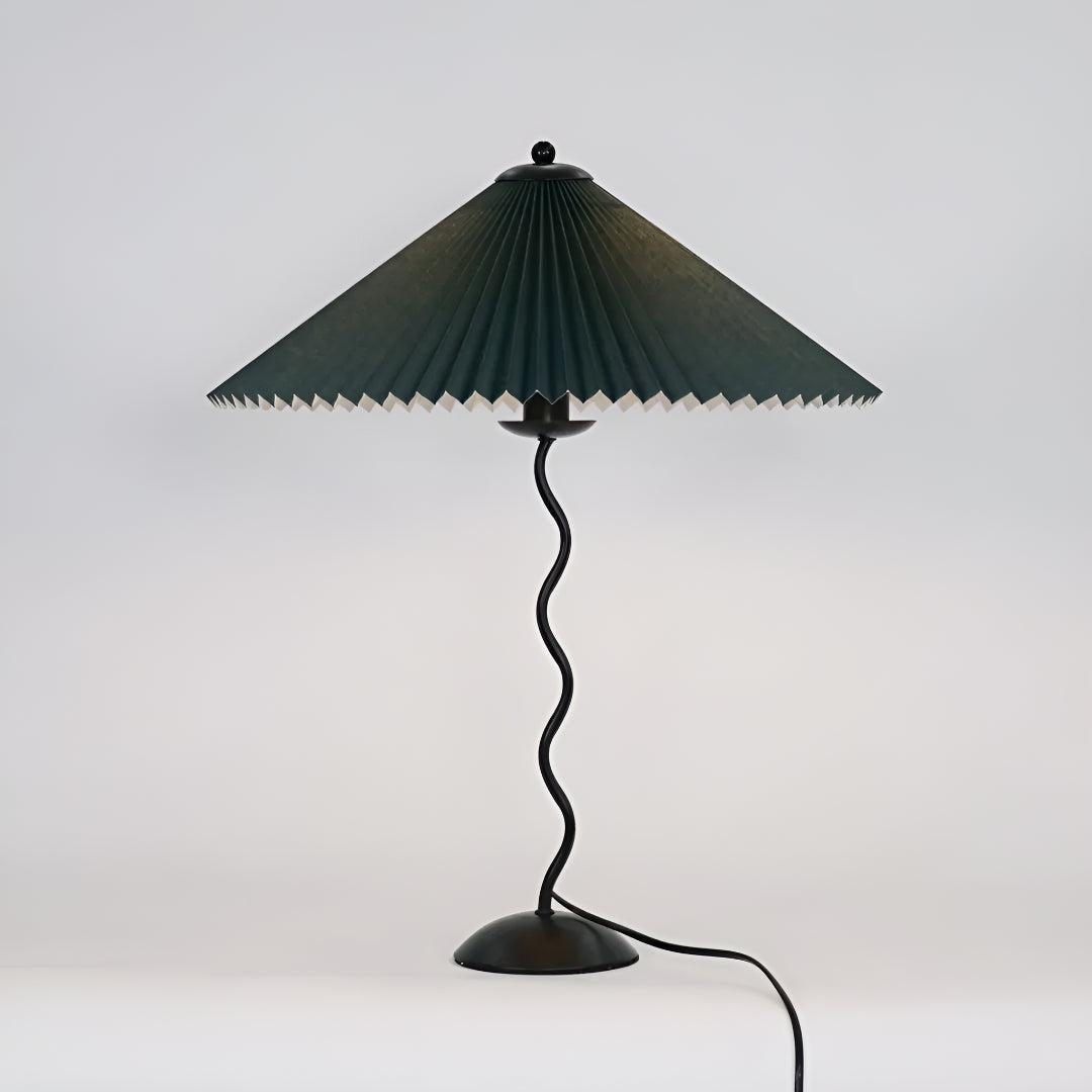 Modern Squiggle Wavy Table Lamp With Pleated Lampshade