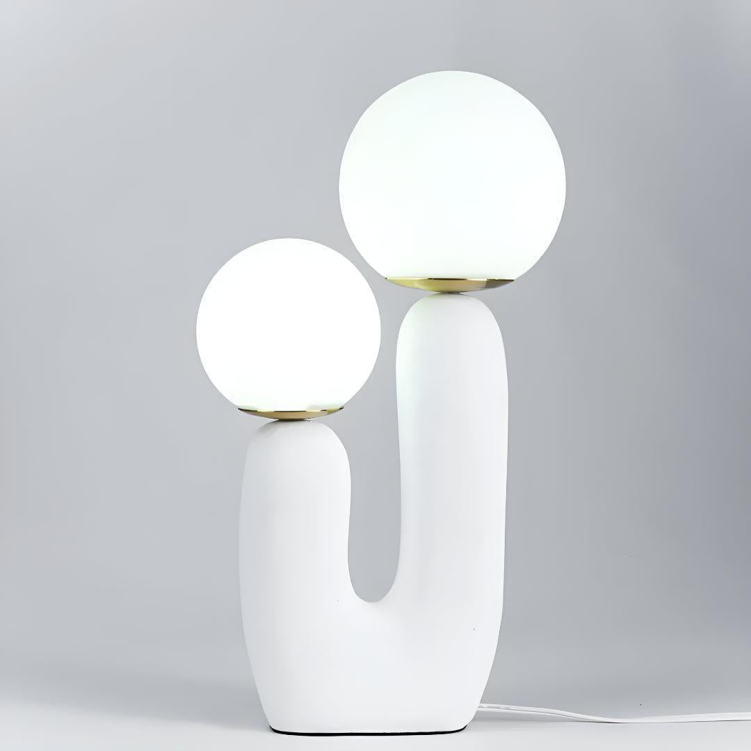 Modern Table Lamp With Dual Globe Unique Sculptural Design