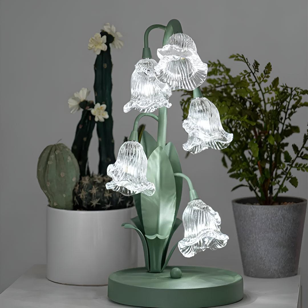Modern Table Lamp With Flower Glass Shades