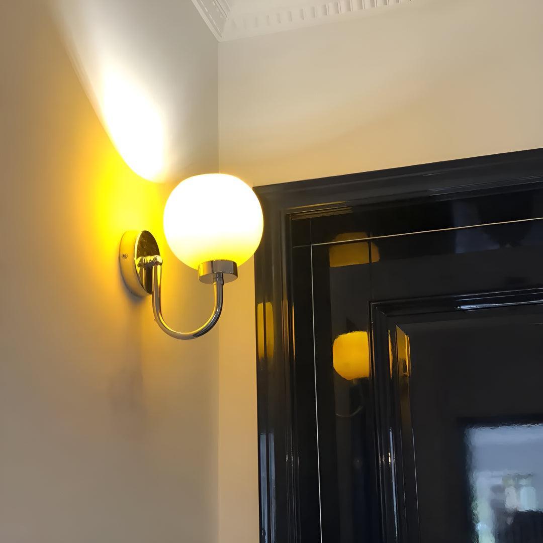 Modern Wall Light Fixture With Glass Globe Shade