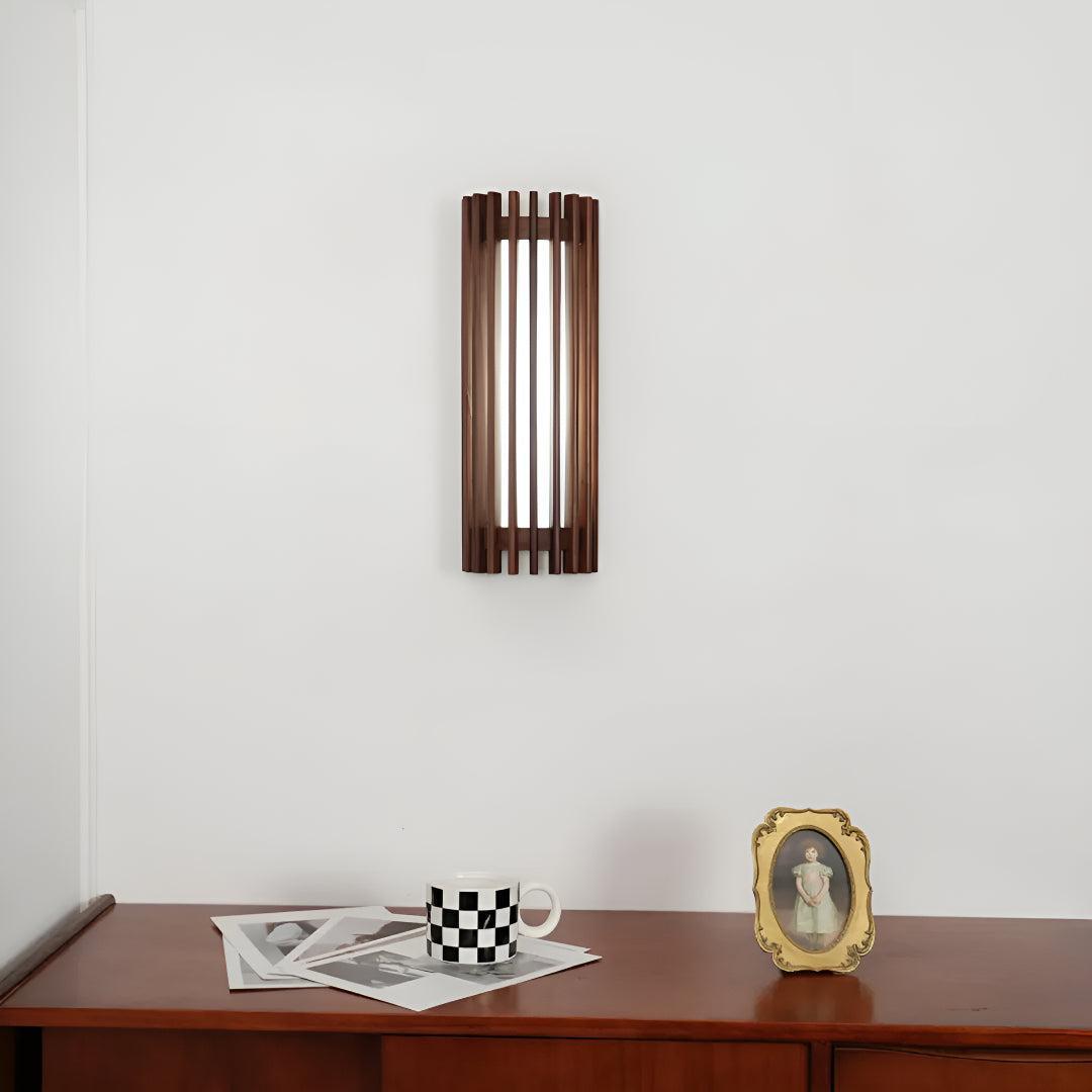 Modern Wall Sconce Lamp With Wood Cage for Indoor Lighting
