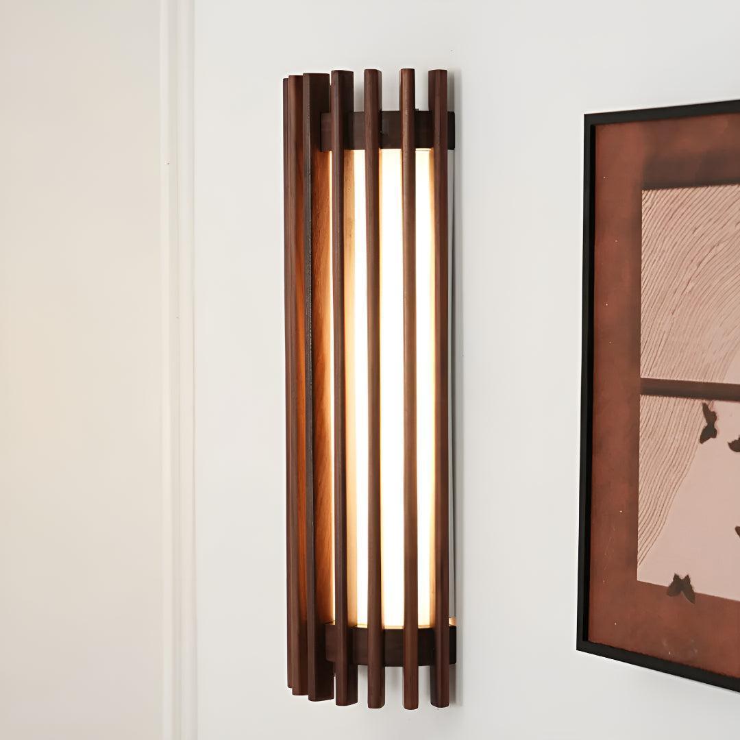 Modern Wall Sconce Lamp With Wood Cage for Indoor Lighting