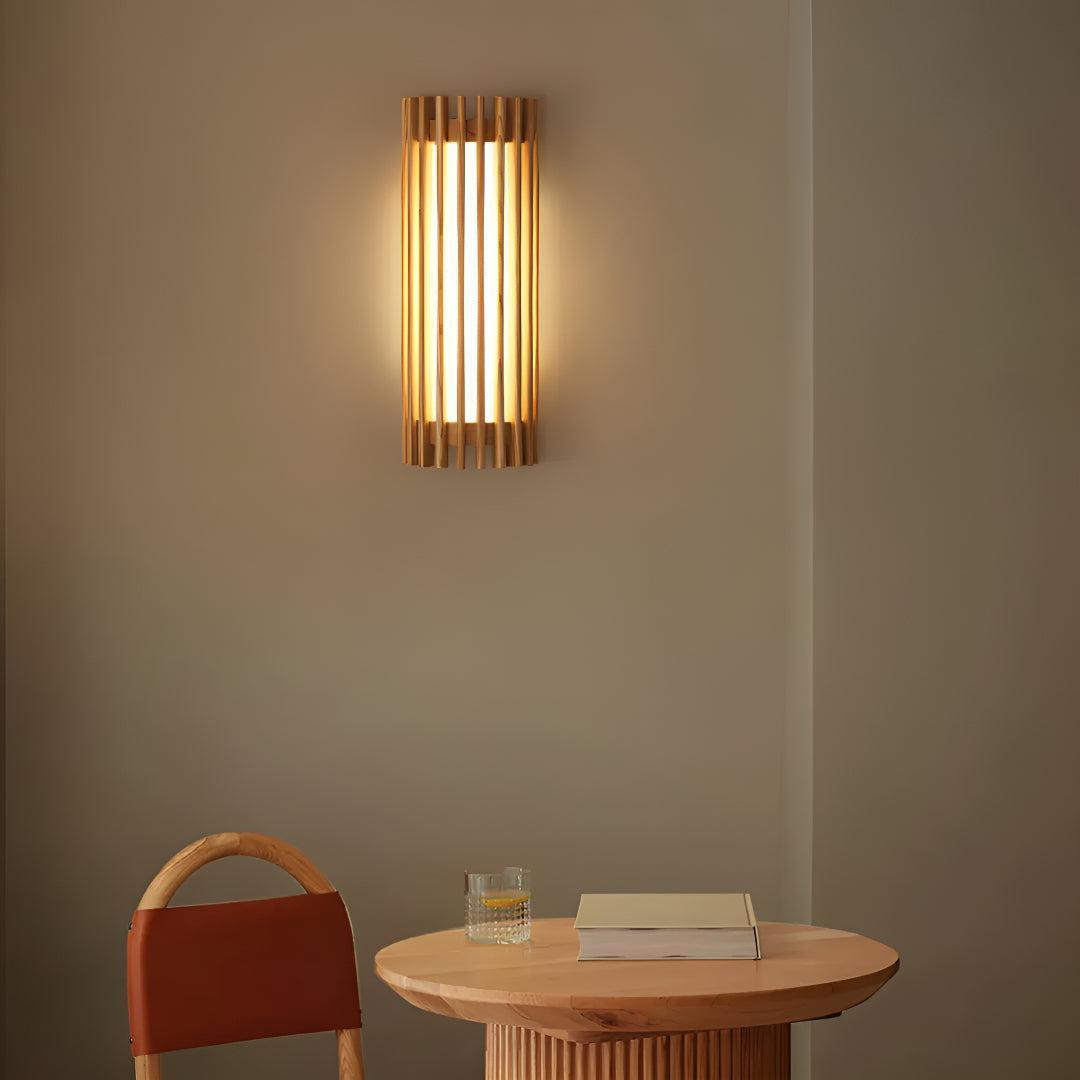 Modern Wall Sconce Lamp With Wood Cage for Indoor Lighting