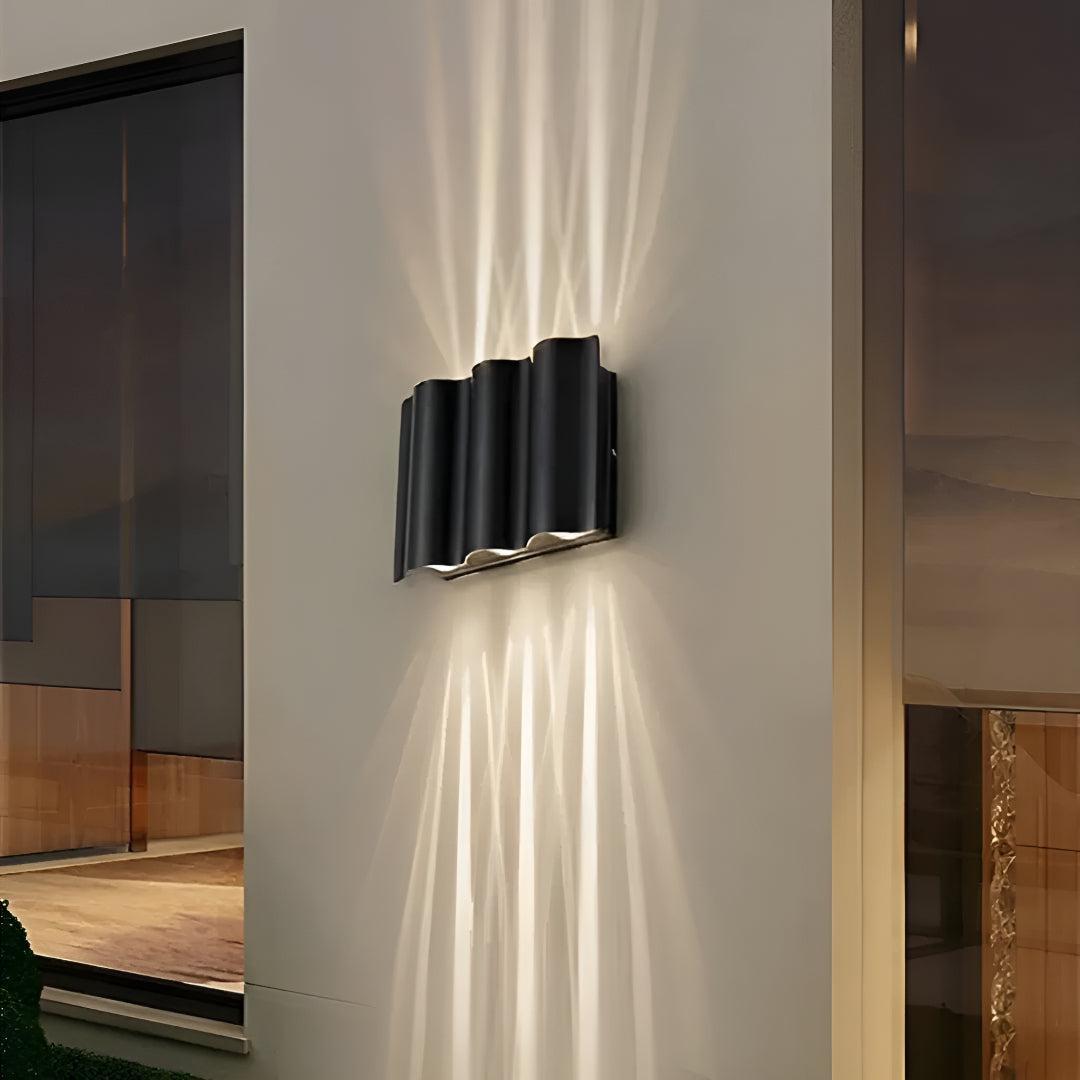 Modern Wave Designed Outdoor Wall Lights Up Down LED Sconce
