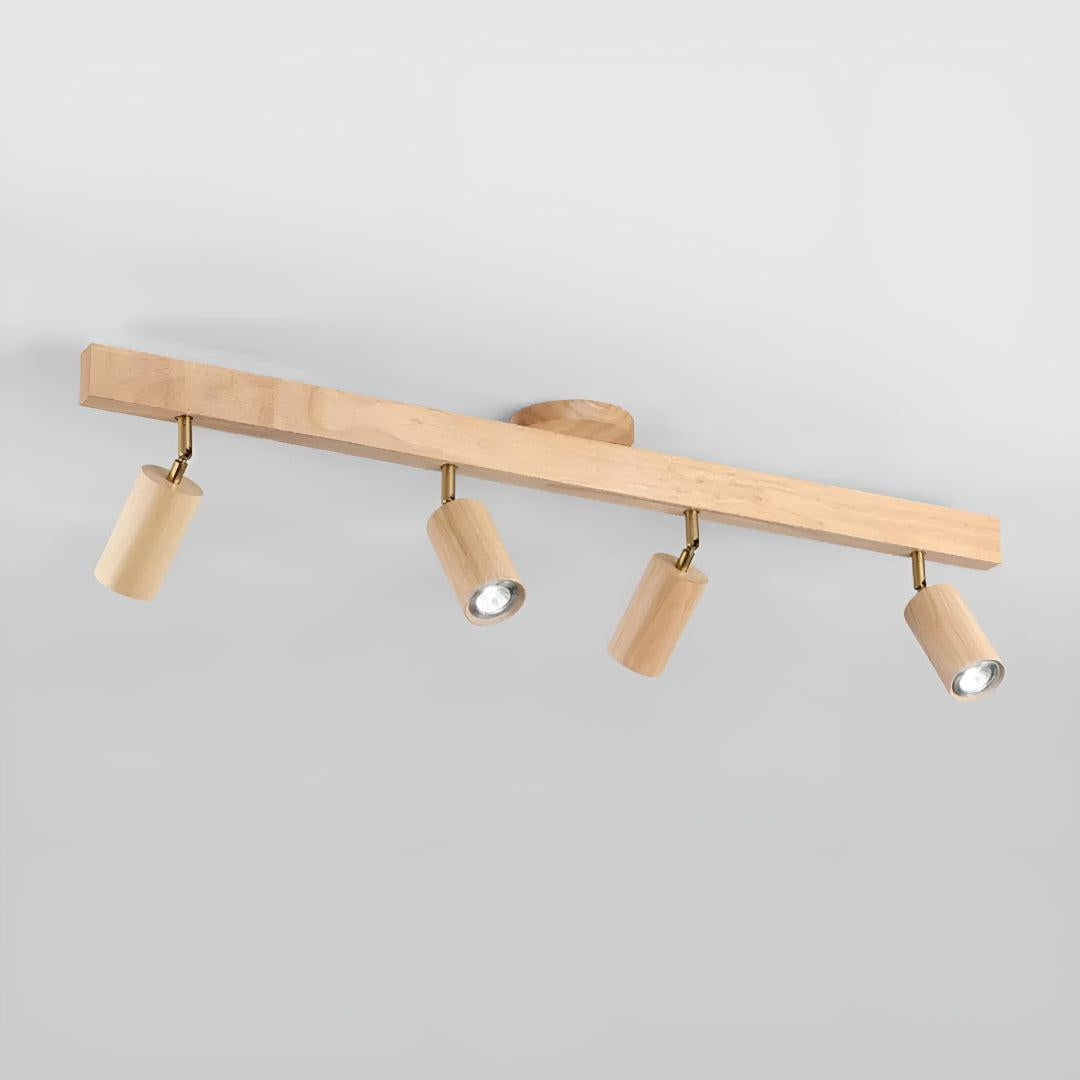 Modern Wood Track Lighting Fixture With Adjustable Heads