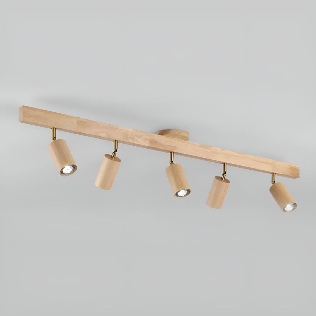 Modern Wood Track Lighting Fixture With Adjustable Heads